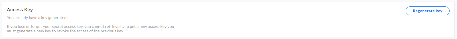 Generate a new Access Key in API Settings