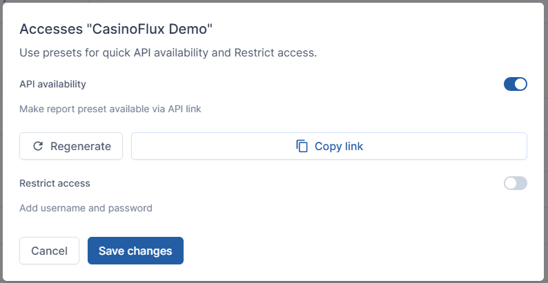 Toggle API availability ON and copy link